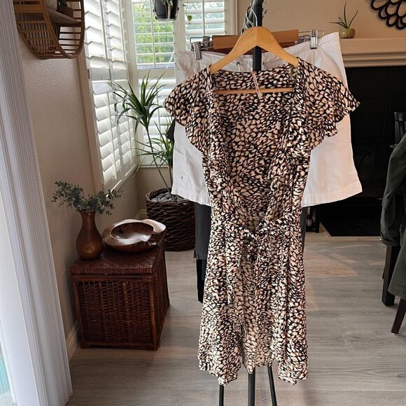 Free People Dress Womens Size S/P French Quarter Wrap Leopard Cheetah Mini Wrap - Picture 16 of 16